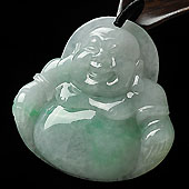 糯冰种飘翠缅甸翡翠A货玉佛挂件