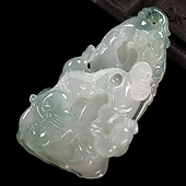糯冰种晴水缅甸翡翠A货年年如意挂件