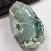 冰种飘花缅甸翡翠A货貔貅福瓜挂件