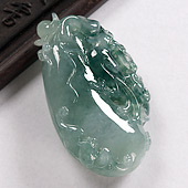 冰种飘花缅甸翡翠A货福瓜挂件