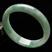 糯冰种飘翠缅甸翡翠A货手镯（54.6mm）
