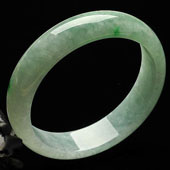 糯冰种飘翠缅甸翡翠A货手镯（54.7mm）