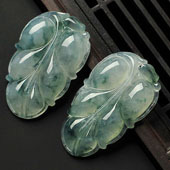 冰种飘花缅甸翡翠A货叶子挂件（单价）