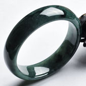 糯冰种油青飘花缅甸翡翠A货手镯（57.2mm）