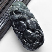 糯冰（乌鸡种）黑色略带黄翡缅甸翡翠A货龙行如意手玩件