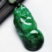 糯冰种满绿缅甸翡翠A货福禄寿挂件