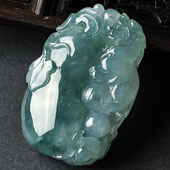 冰种飘花缅甸翡翠A货貔貅福瓜挂件