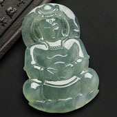 冰种晴水缅甸翡翠A货观音挂件