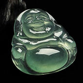 冰玻种晴水缅甸翡翠A货玉佛挂件
