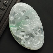 冰种晴水略飘翠缅甸翡翠A货鸡牌挂件