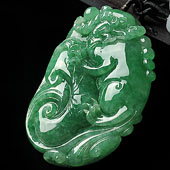 糯冰种翠绿满绿缅甸翡翠A货貔貅如意挂件