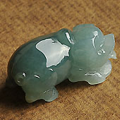 糯冰种晴水缅甸翡翠A货小猪挂件