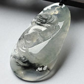 冰（乌鸡种）水墨色缅甸翡翠A货貔貅如意挂件