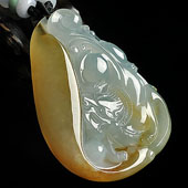 冰种黄翡缅甸翡翠A货龙行如意挂件