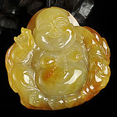 糯冰种黄翡缅甸翡翠A货玉佛挂件