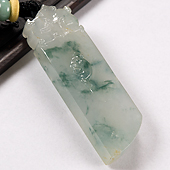 冰种飘花缅甸翡翠A货龙凤珏挂件