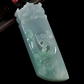 糯冰种晴水略飘翠缅甸翡翠A货龙凤珏挂件