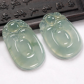 冰种晴水略飘花缅甸翡翠A货福在眼前挂件（单价）