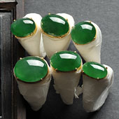 冰种菠菜绿缅甸翡翠A货戒面（一批走）