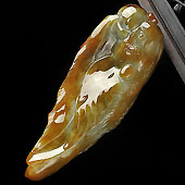 糯冰种褐黄翡缅甸翡翠A货英明神武挂件