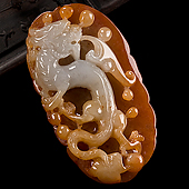 糯冰种红黄翡缅甸翡翠A货龙行如意挂件