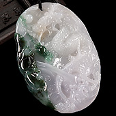 糯冰种飘花缅甸翡翠A货一夜成龙挂件