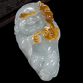 糯冰种晴水褐黄翡缅甸翡翠A货玉佛挂件