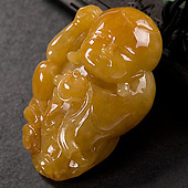糯冰种黄翡缅甸翡翠A货招财童子挂件