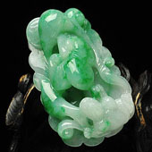 糯冰种飘翠缅甸翡翠A货金蟾如意挂件