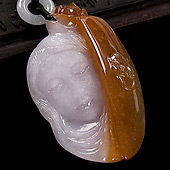 糯冰种紫罗兰褐黄翡缅甸翡翠A货花季少女挂件