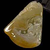 冰种黄翡缅甸翡翠A货凤凰如意挂件