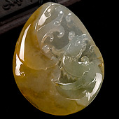 冰种黄翡缅甸翡翠A货凤凰如意挂件