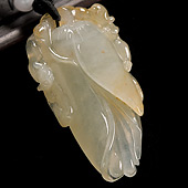 冰种淡黄翡缅甸翡翠A货玉兰花挂件