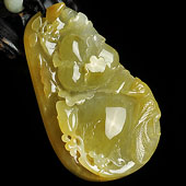 糯冰种黄翡缅甸翡翠A货花开富贵挂件