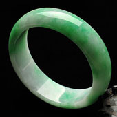 糯冰种白底青缅甸翡翠A货手镯（57.5mm）