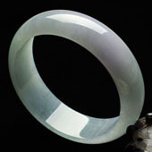 糯冰种淡春带彩缅甸翡翠A货手镯（58.9mm）