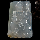 冰种晴水缅甸翡翠A货大势至菩萨挂件
