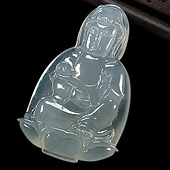 冰种晴水缅甸翡翠A货观音挂件