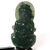 冰种油青缅甸翡翠A货观音挂件