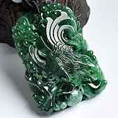糯冰种菠菜绿缅甸翡翠A货大展宏图挂件