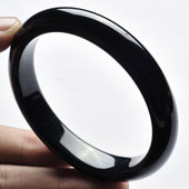 糯冰种墨翠缅甸翡翠A货手镯（57.4mm）
