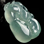 冰种略飘花缅甸翡翠A货如意寿挂件