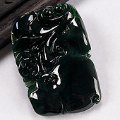 冰种墨翠缅甸翡翠A货如意挂件