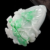 糯冰种翠色缅甸翡翠A货白菜挂件