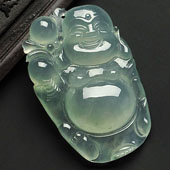 冰种晴水缅甸翡翠A货逍遥佛挂件