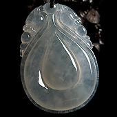 冰种晴水缅甸翡翠A货双龙如意挂件