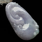 糯冰种紫罗兰缅甸翡翠A货如意挂件