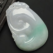 糯冰种淡春带彩缅甸翡翠A货如意挂件