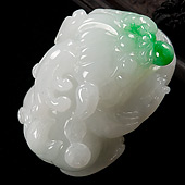 feicui糯冰种飘翠缅甸翡翠A货貔貅挂件