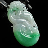 糯冰种翠色缅甸翡翠A货龙行如意挂件